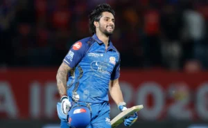 Mumbai Indians players celebrate after chasing a 201-run target in 19.5 overs during an IPL 2026 thriller.
